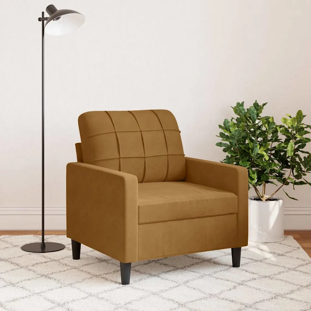 Poltrona-Divano Sedia-Poltroncina Marrone 60 cm Velluto 208698