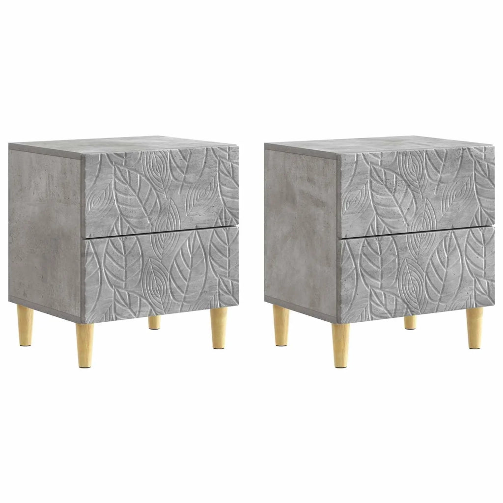 Set di 2 Comodini | Armadio da Notte | Mobiletto da notte Grigio Cemento 43 x 34,5 x 48 cm