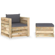 Set Divani da Giardino con Cuscini 2 pz Legno Impregnato Verde cod mxl 42757