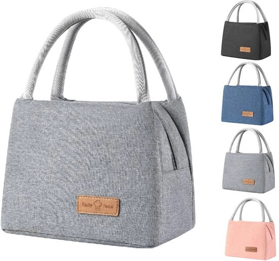 Tas da lussu per la pausa pranzo in alluminio spesso, impermeabile, termoisolante e chiusa ermeticamente (grigio)