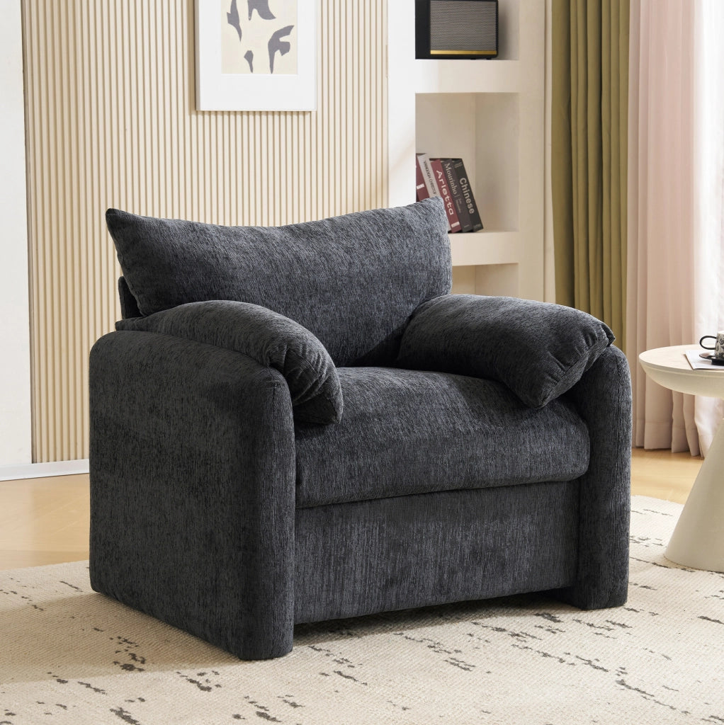 Poltrona 96x82x84 cm grigio in ciniglia, 1 posto, con braccioli,