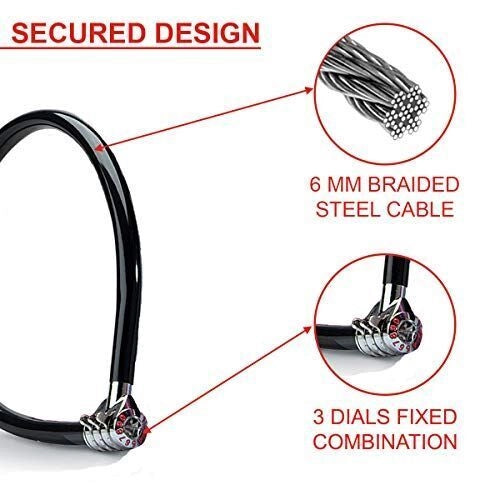 Master Lock 8631 Quantum Cavo Antifurto a Combinazione 3 cifre 55 cm diametro 6 mm colore Mix