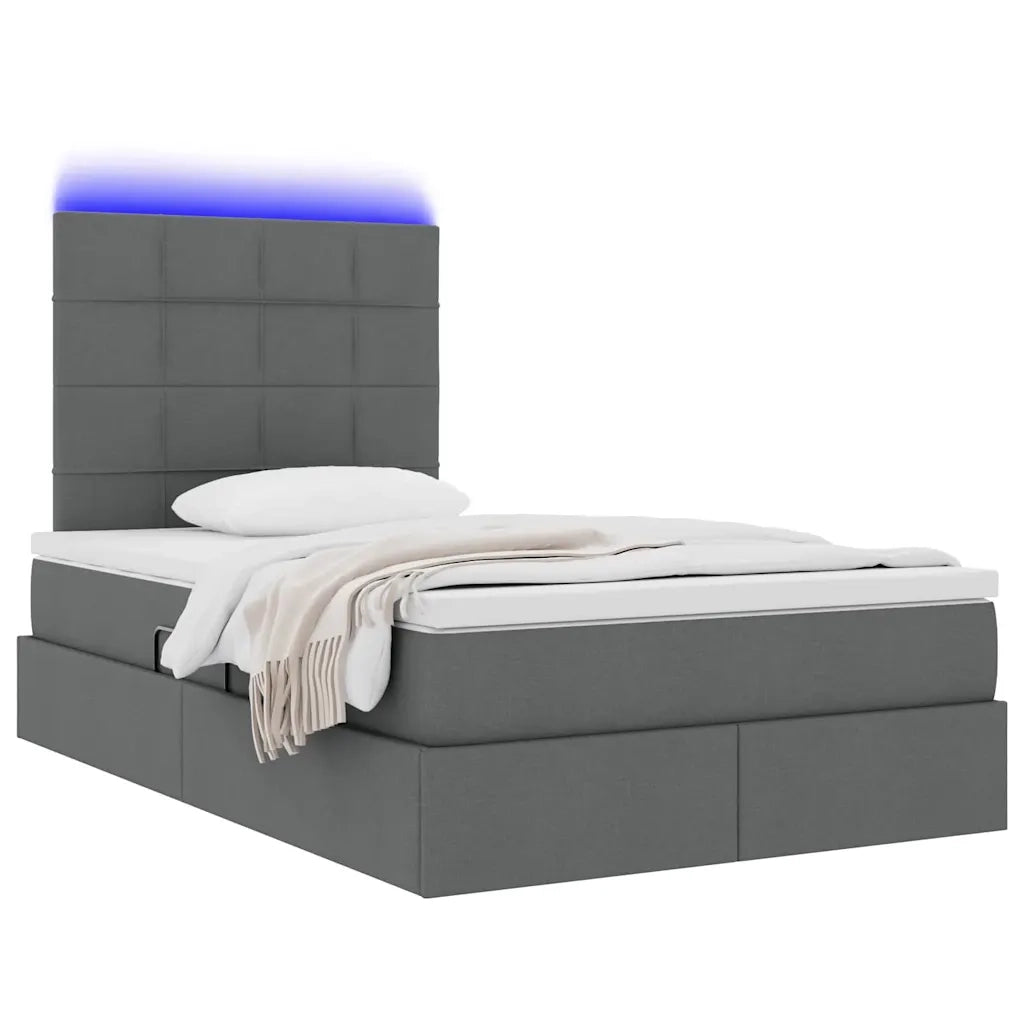 Letto con contenitore e LED con led Grigio scuro 120 x 190 cm