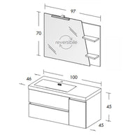 Mobile Bagno Sospeso 100 cm Lavabo e Specchio Bonussi Pegaso Bianco