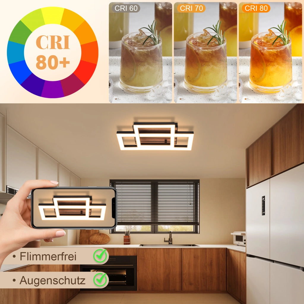 ZMH Lampada da soffitto LED 14W design moderno 3000K luce calda quadrata effetto legno soggiorno camera da letto
