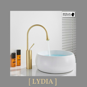 Lydia | Rubinetto da bagno Hotel Gastro oro | in acciaio inox per lavelli alti|rubinetto miscelatore 2 attacchi| Raccordo alta pressione alto bagno