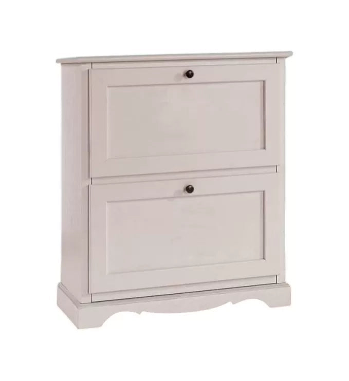 Scarpiera 2 ante ribalta arte povera legno bianco 79x30x90 (1279) - Mobili 2G
