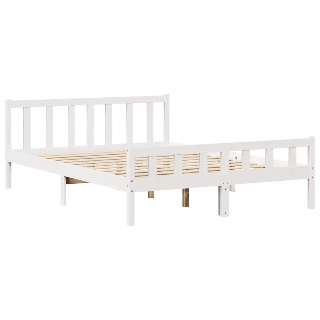 Letto Libreria senza Materasso Bianco 150x200 cm Legno di Pino 3322089