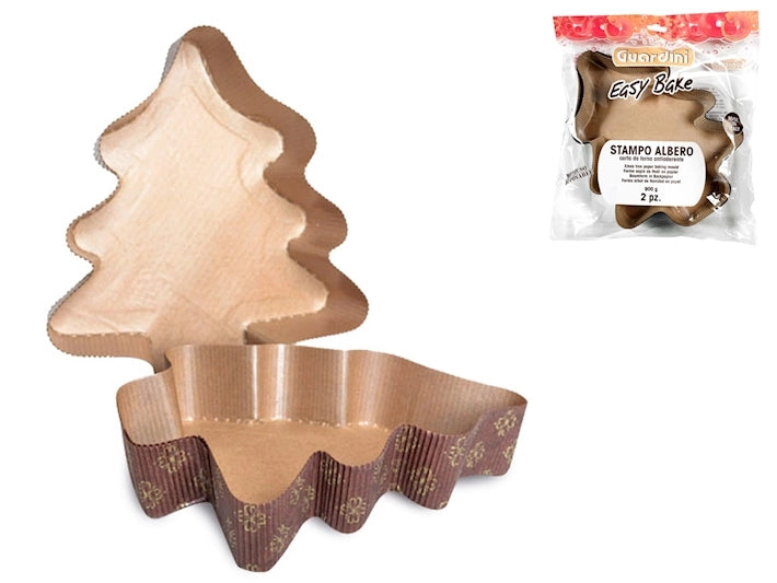 Confezione 2 stampi monouso albero natale easy bake in carta gr 900 cm 25x33x6h
