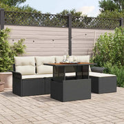 Set Divano da Giardino con archiviazione 6 pcs Nero Poly Rattan