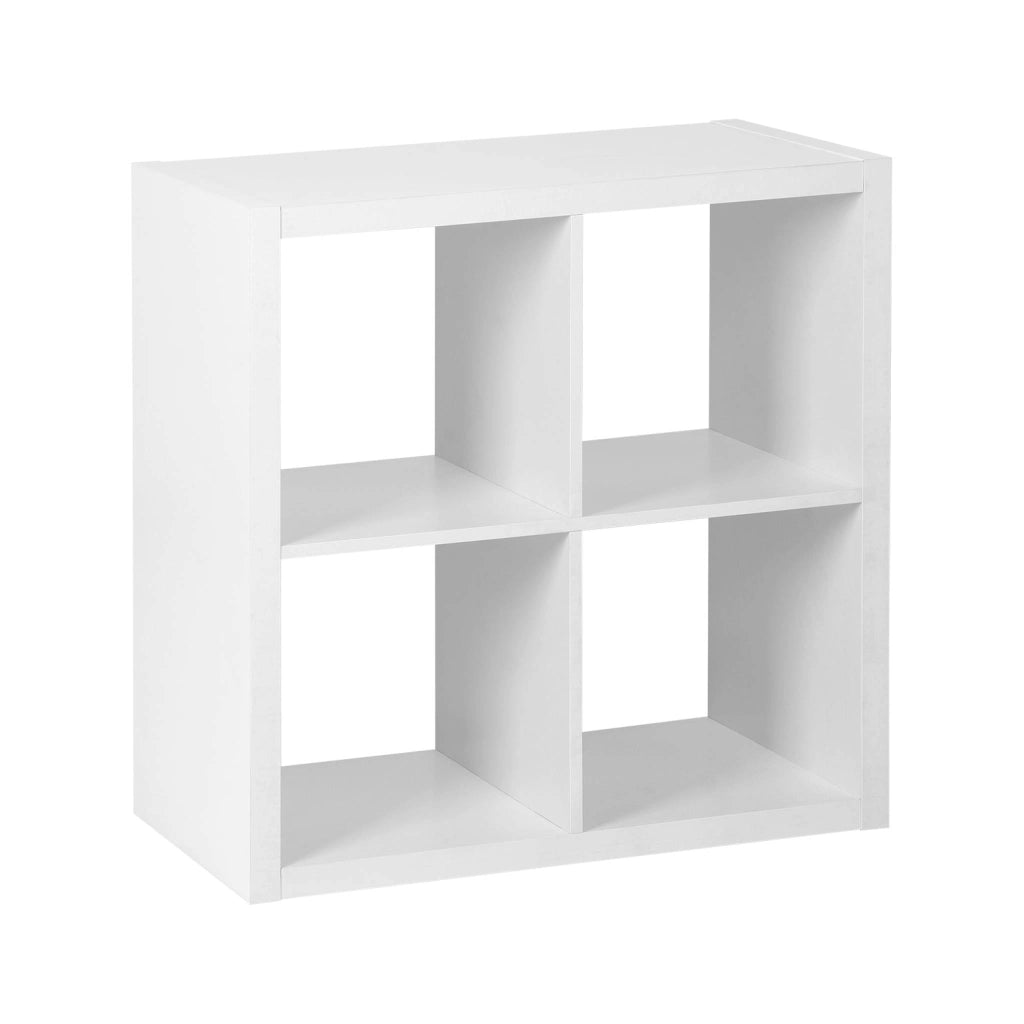 Libreria cubica, 2 livelli, 4 vani, bianco
