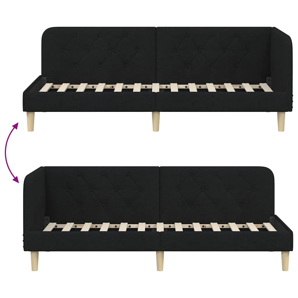 Cornice del letto ad angolo Nero 80 x 200 cm Tessuto