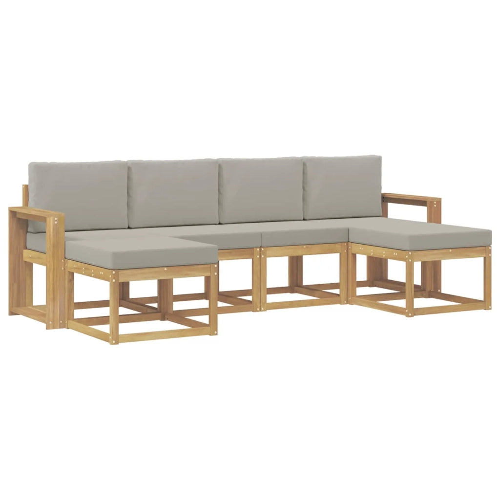 Set di divani da esterno 6 pz Bianco e Grigio Chiaro 3388020