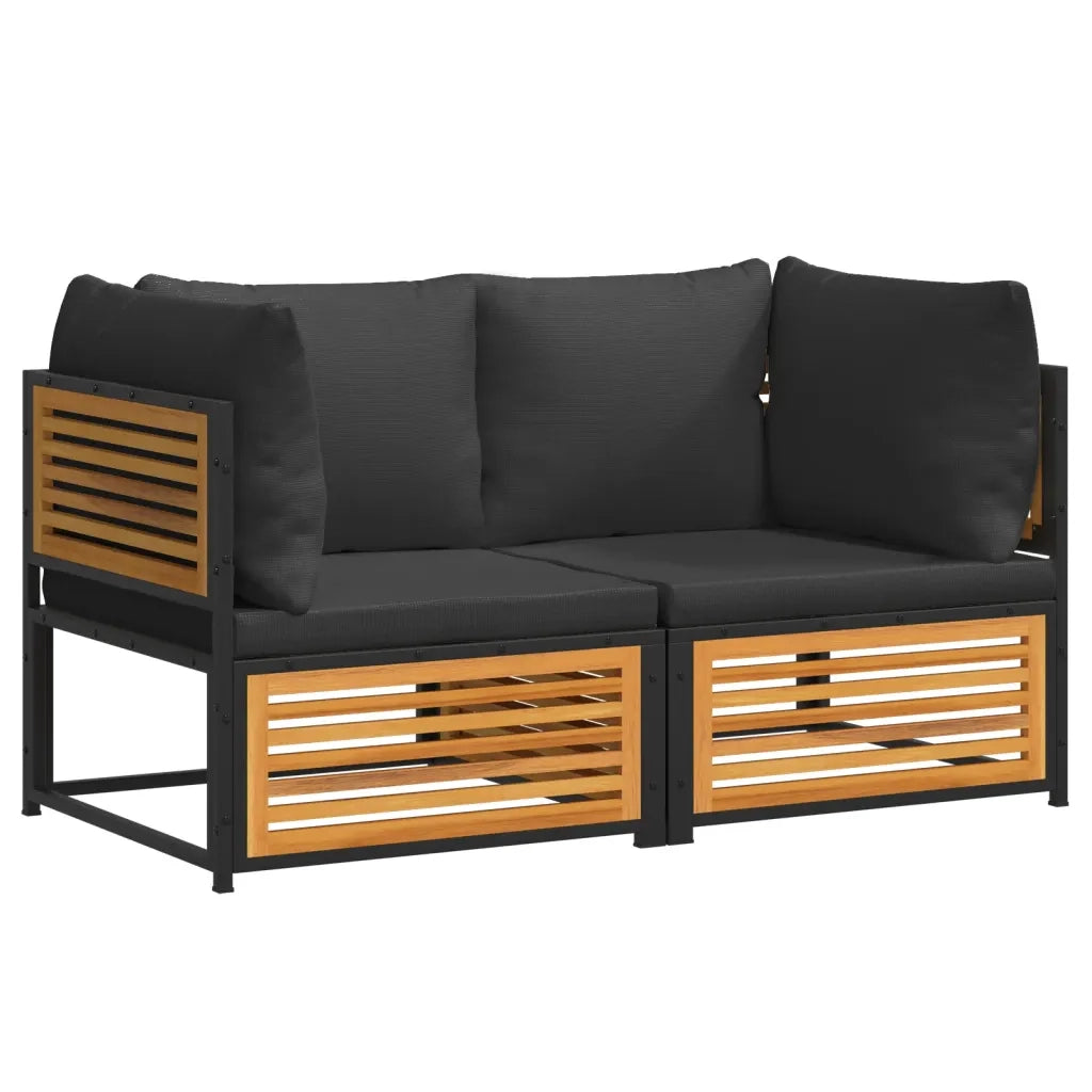 vidaXL Set Divani da Giardino 2pz con Cuscini Legno Massello di Acacia