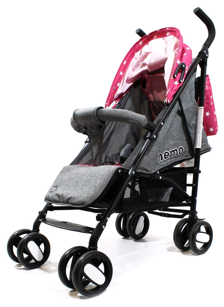 Passeggino Leggero per Bambini Pieghevole con Borsa Nemo Rosa con Stelle