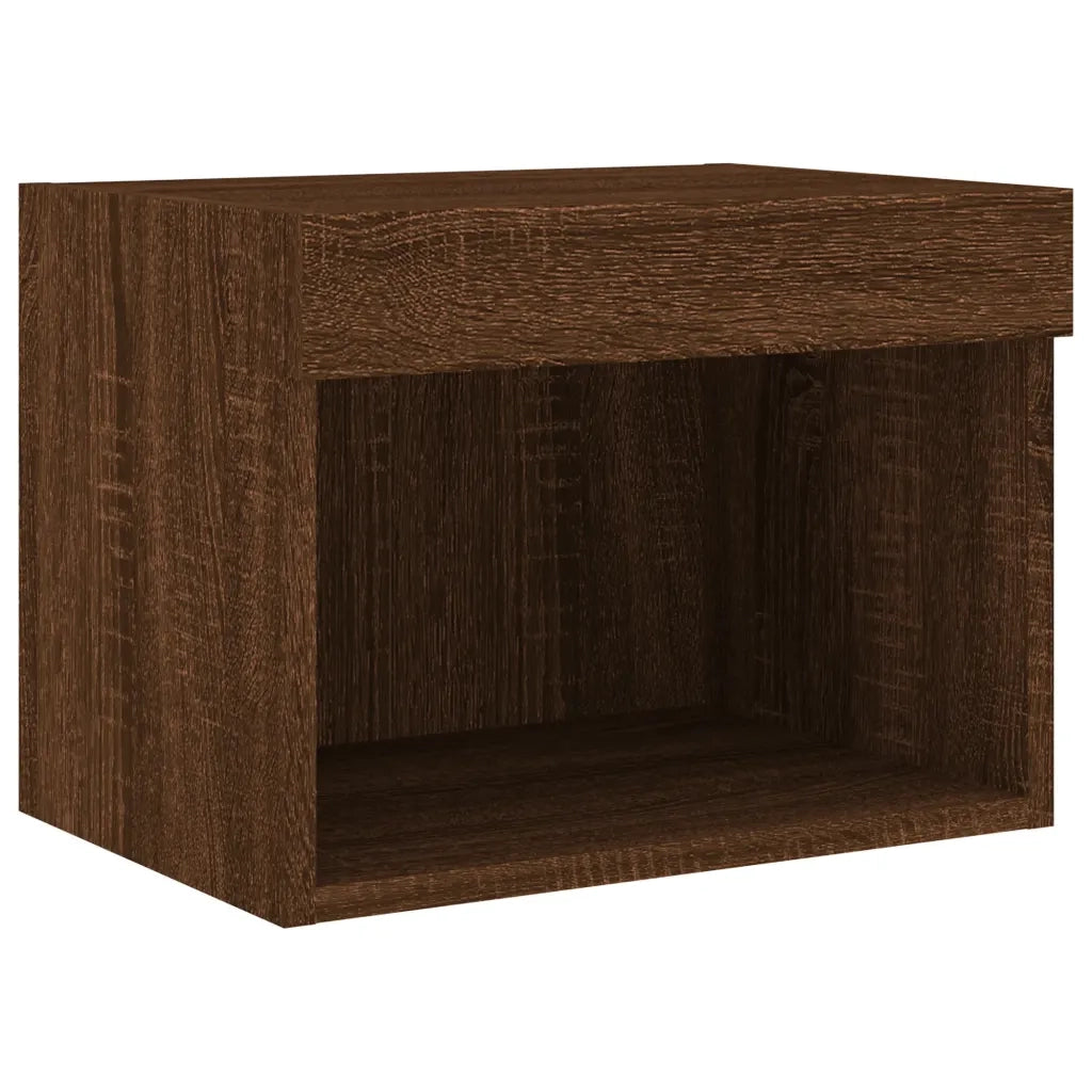 Comodini con Luci LED a Parete 2pz-Set di 2 Tavolino da notte Rovere Marrone 760546