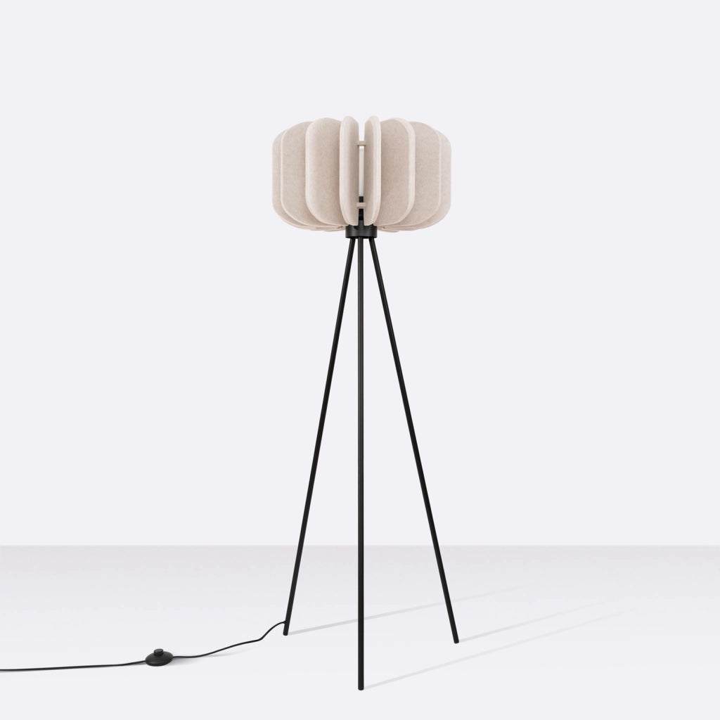 Lampada da terra treppiede in feltro beige E27 BARDEO