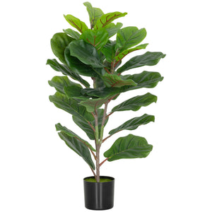 Pianta Artificiale Ficus Lyrata Alta 80 cm per Interni con Vaso in PEVA Verde