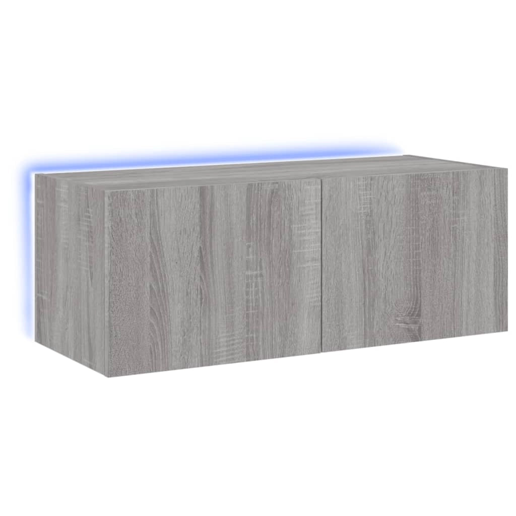 Mobile TV multimediale mensola TV credenza mobile TV sala da pranzo soggiorno parete attrezzata per camera da letto con luci LED Sonoma 80 x 35 x 31 cm grigio 02_0028062