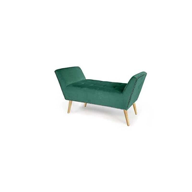 PANCA IN VELLUTO CON GAMBE LEGNO 117 X 40 X 60 CM IN COLORE VERDE