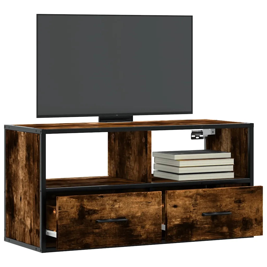 vidaXL Mobile TV Rovere Fumo 80x31x39,5 cm Legno Multistrato e Metallo
