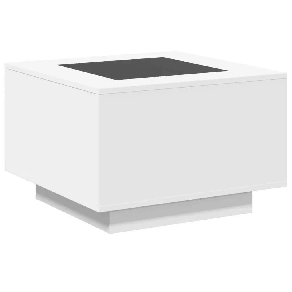 Tavolino Salotto con LED Bianco 60x60x40 cm Legno Multistrato 847567