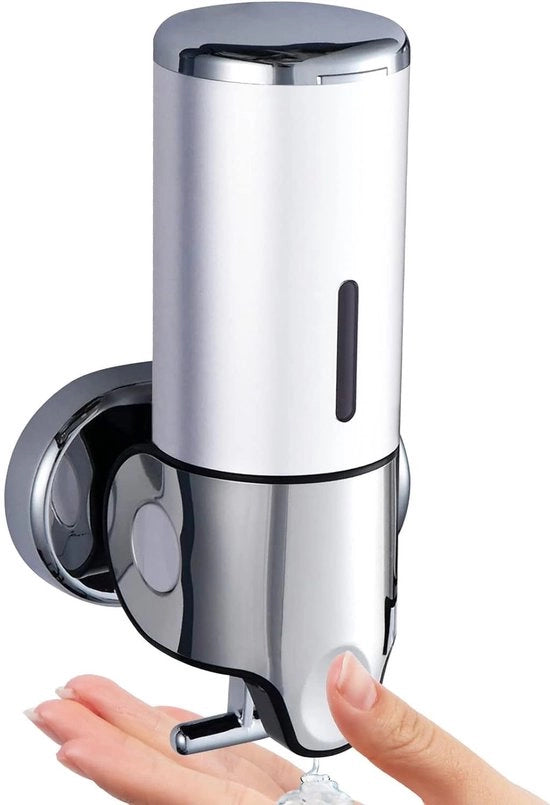 Dispensatore di sapone - Montaggio a muro - Dispensatore di sapone 500 ml - Pompa di sapone appesa - In acciaio inossidabile liscio - Bagno - WC - Docce - Schiuma