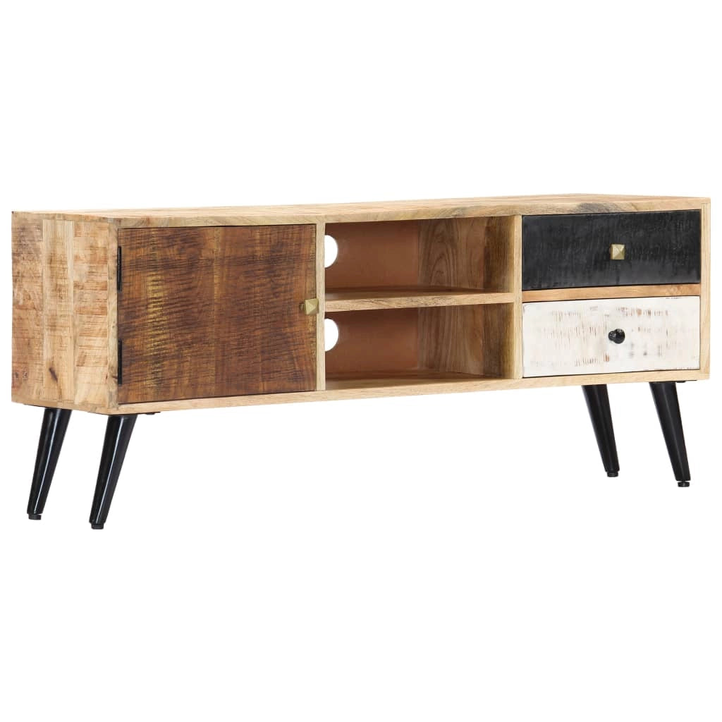 Mobile TV multimediale scaffale TV credenza mobile TV sala da pranzo soggiorno camera da letto 115 x 30 x 47 cm legno massello di mango marrone 02_0025795