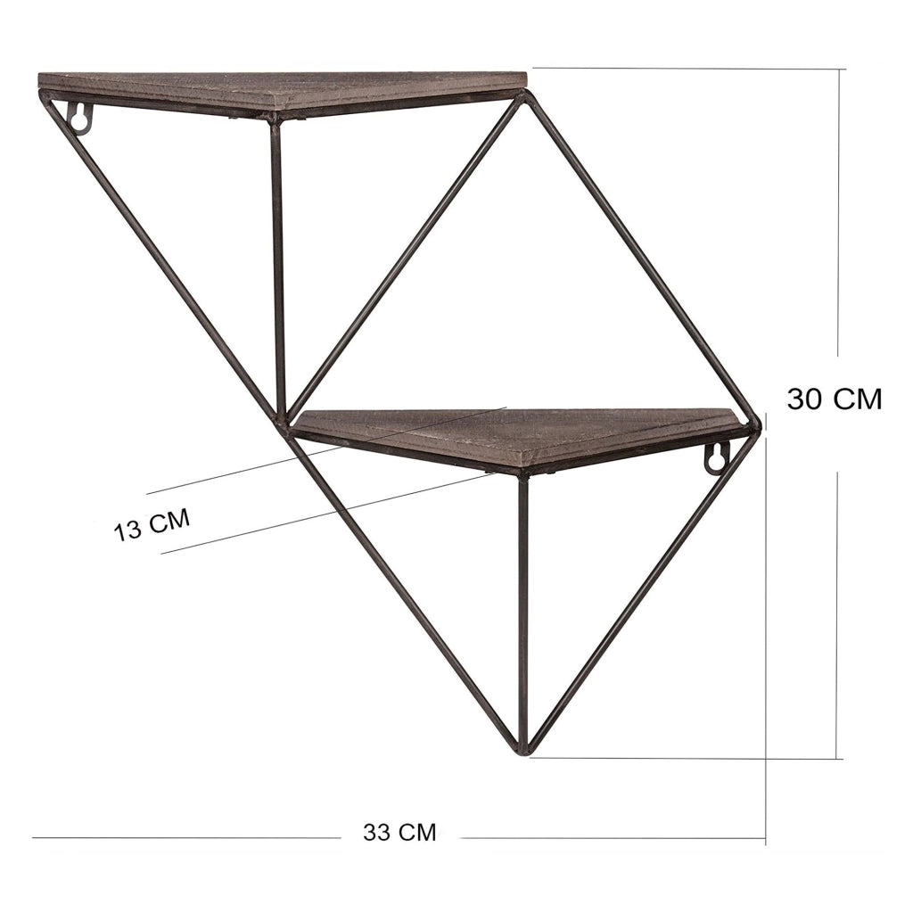 Cassola, Mensola 2 Ripiani, 33x13x30h cm Marrone Noce