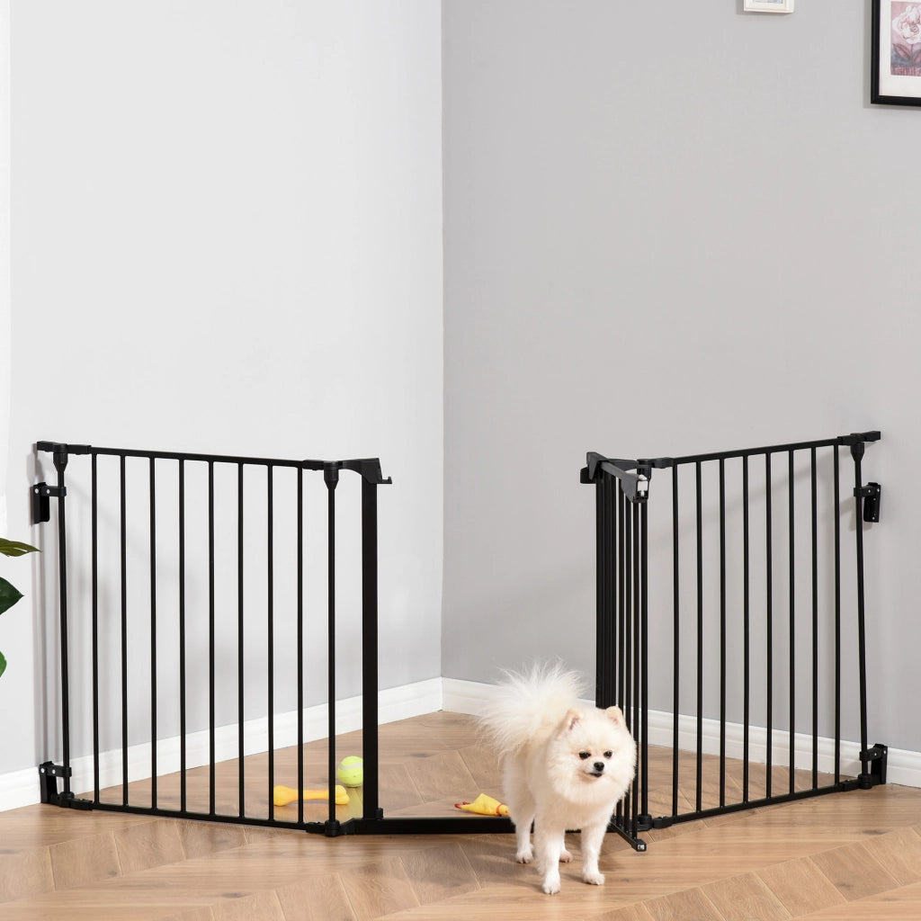 Barriera per Cani Pieghevole 3 Pannelli Porta Corridoio ¨C Zephmum ¨C Nero 180x74.5 cm