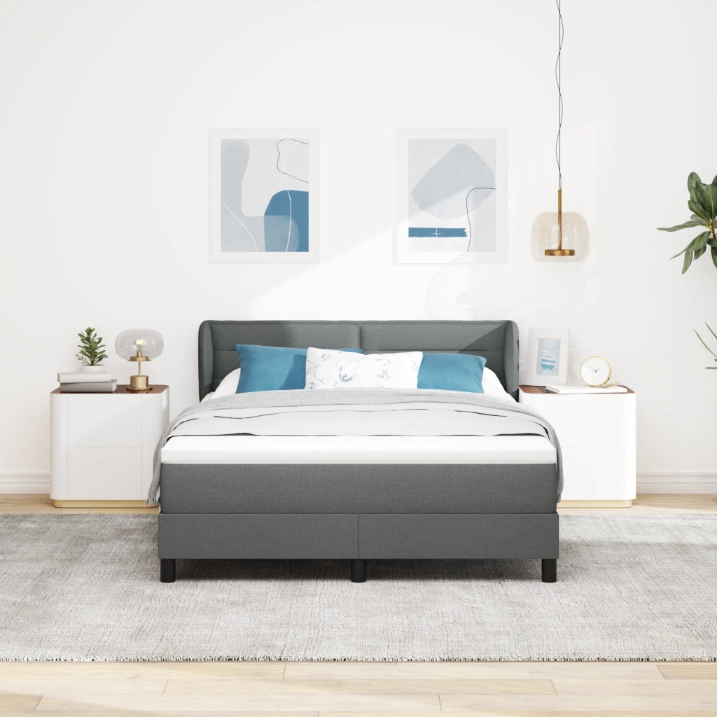 letto a box spring con materasso vitaXL grigio scuro 140x200 cm stoffa