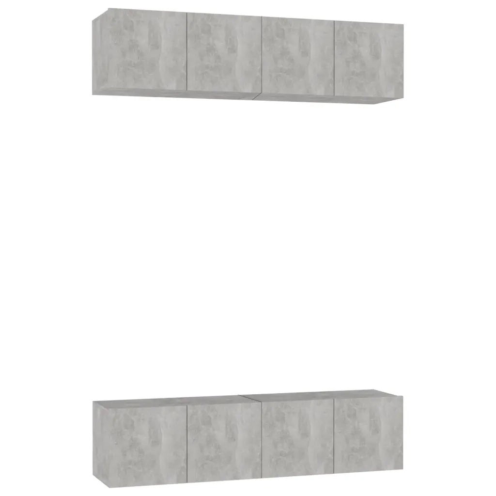 Mobili TV 4 pz-Credenza per TV Grigio Cemento 60x30x30 cm in Legno Multistrato