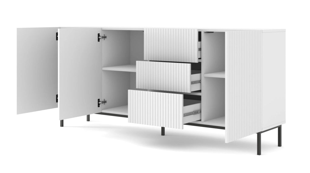 MOBILE RAVENNA B MOBILE IN MDF RIVESTITO IN FOGLIO 3D3S 200 BIANCO OPACO TELAIO NERO
