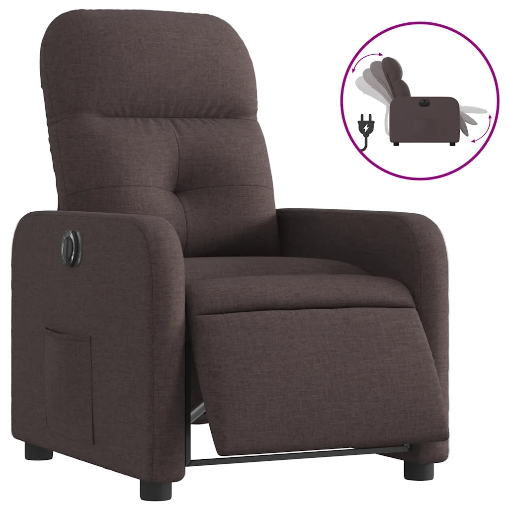 Poltrona Elettrica Reclinabile Marrone Scuro in Tessuto 3206782