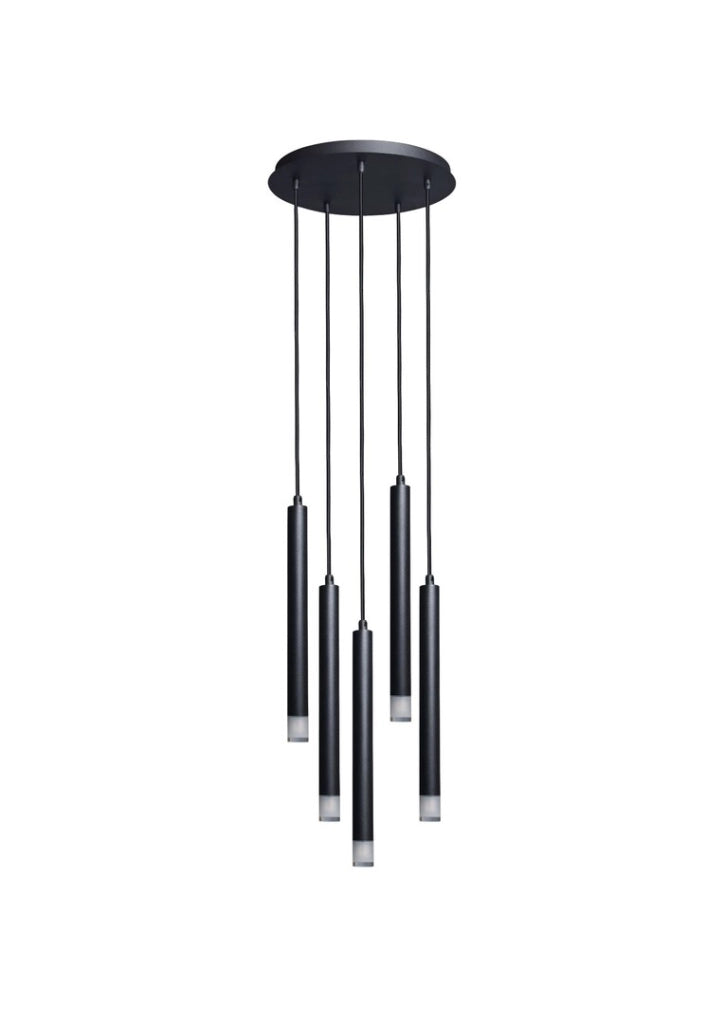 Lampadario Rabalux Ramira nero Ø36 5xG9 metallo acrilico