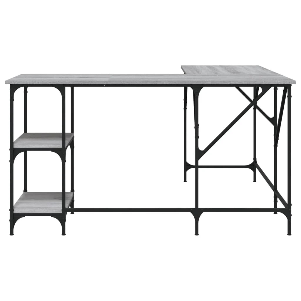 Scrivania Sonoma postazione computer mobile per computer scrivania da studio 139 x 139 x 75 cm legno ingegnerizzato grigio 02_0023949