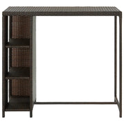 Tavolo da Bar con Ripiani Marrone 120x60x110 cm in Polyrattan 313475