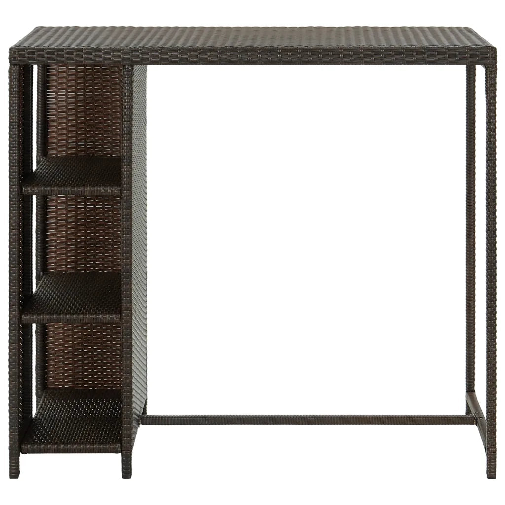 Tavolo da Bar con Ripiani Marrone 120x60x110 cm in Polyrattan 313475