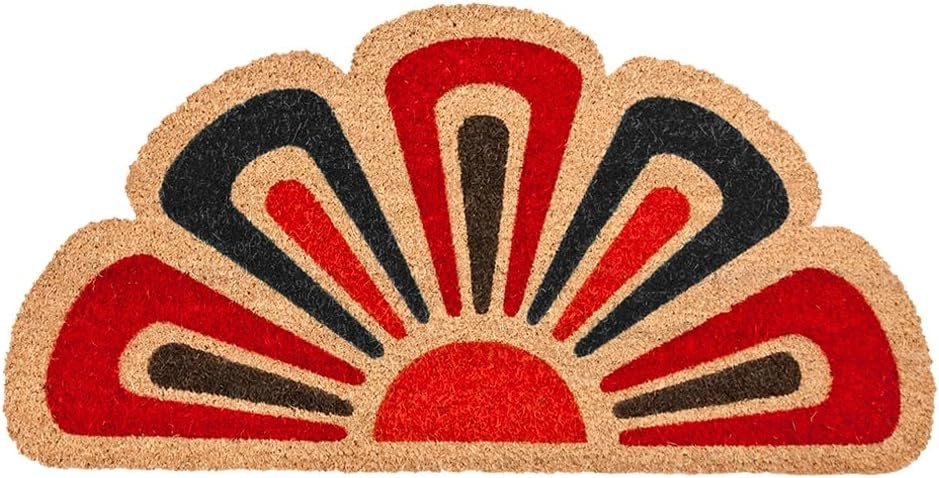 Zerbino Cocco Foglia Semiluna 40x80 cm Retro Antiscivolo RaschiaFango Ingresso Dis.B