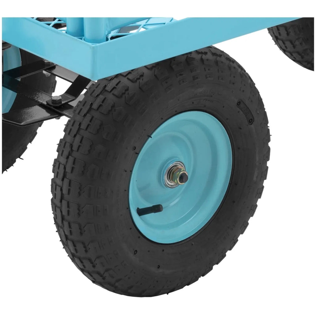 Carrello da giardino 400 kg con sponde laterali rimovibili gomma plastica acciaio verniciato a polvere blu 14_0008601