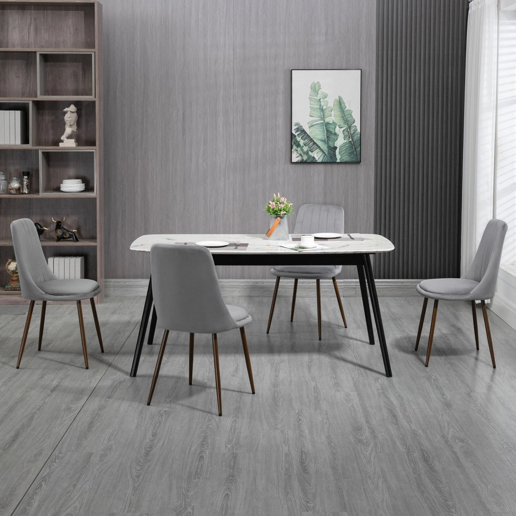 Set 4 Sedie Imbottite 47x55x86 cm in Poliestere e Acciaio Grigio
