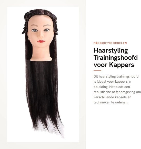 Capostile Manichino Professionale per Capelli - Capo di Prova per Capelli - Capo di Capelli per Allenamento - Capo di Capelli per Salone - Capo di Capelli per Stile - Adatto per Parrucchieri