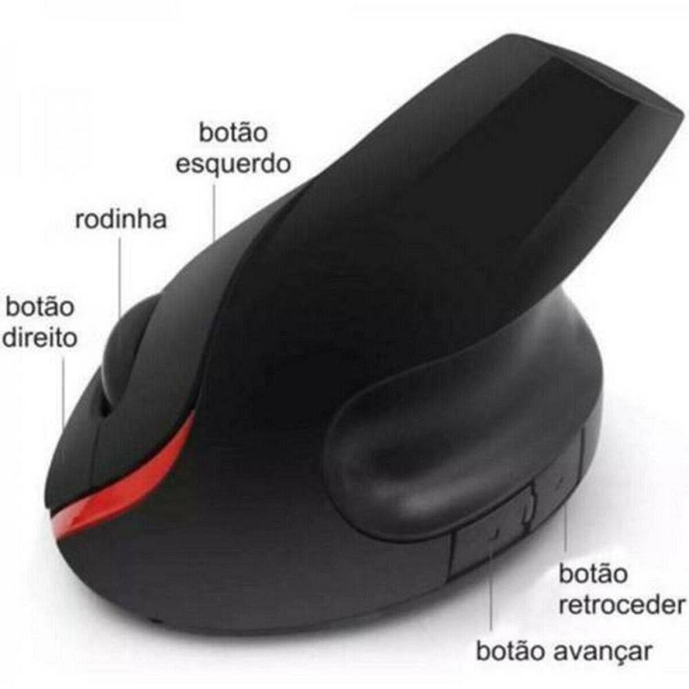 Trade Shop - Mouse Verticale Wireless Ergonomico Polso Gomito Tennista Tunnel Carpale 6 Tasti -