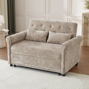 Divano letto 2 posti 170x98 cm trasformabile a 3 funzioni in chenille marrone grigio
