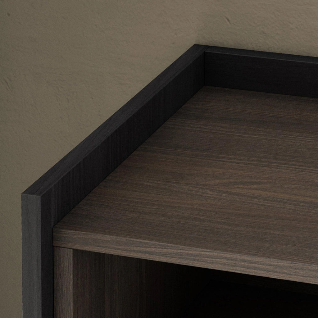 Credenza, Mobile, Cucina, 156x80x37 cm, 3 Porte, LED, Rovere scuro e Nero