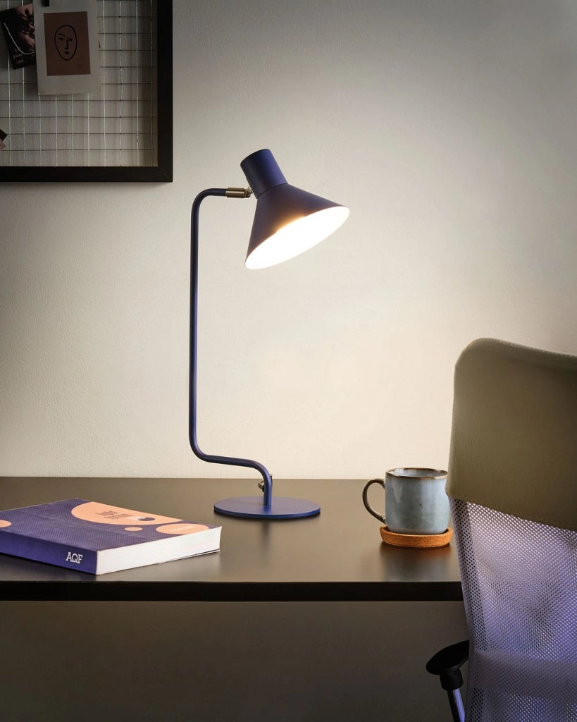 Lampada da Tavolo Blu Scuro Ferro 50 cm Paralume Conico Comodino Luce Camera da Letto Soggiorno Moderno