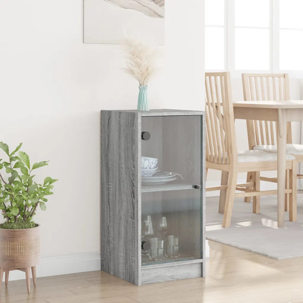 Mobile con Ante in Vetro Grigio Sonoma 35x37x75,5 cm 836404
