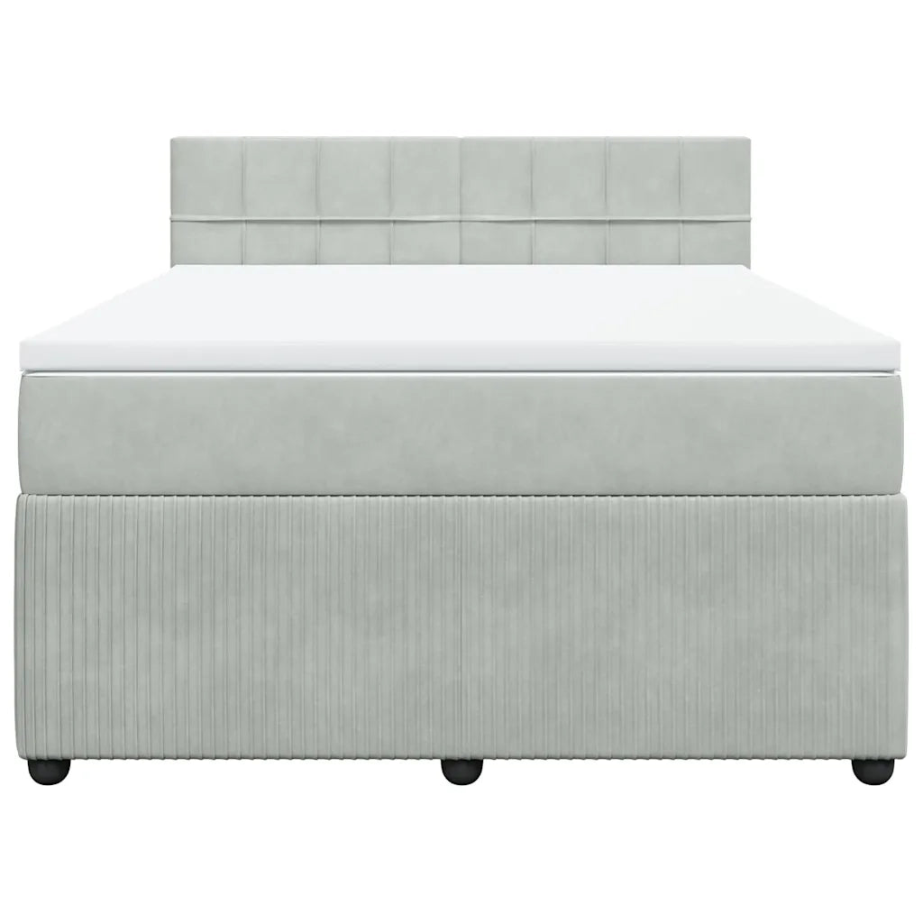 Giroletto a Molle con Materasso Grigio Chiaro 140x190cm Velluto