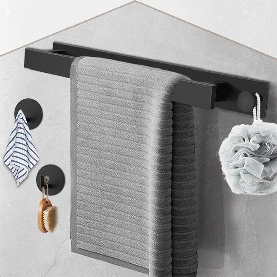 Handdoek Hanger Autoadesivo 40CM Acciaio Inossidabile Montaggio Murale Senza Foratura - Asciugamani Hanger con 2 Ganci