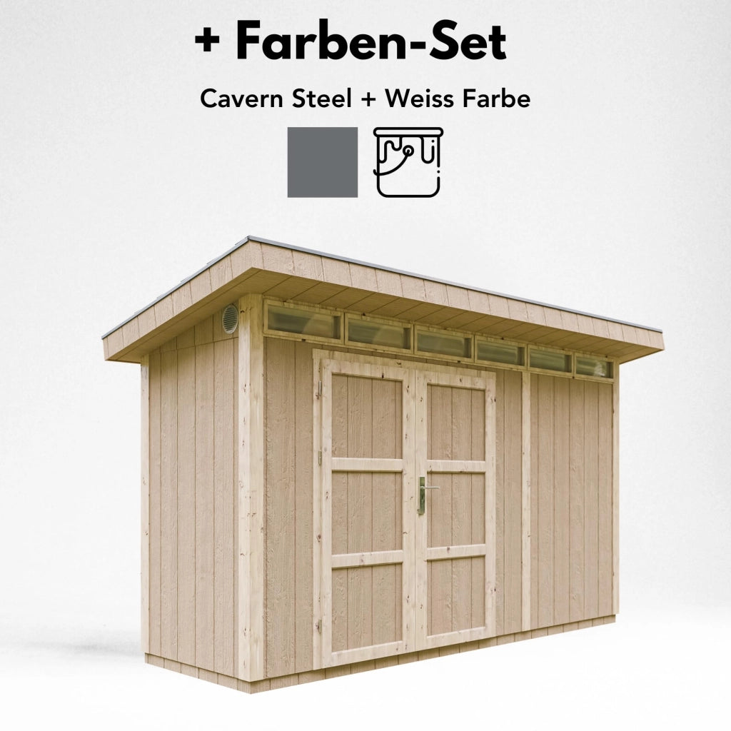 Casetta da Giardino di QUALIT? PREMIUM 4,3m?²-L161xW411cm - TIMBELA M902A-CAVERN STEEL
